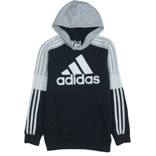 Adidas Boys Black Pullover Hoodie 13-14 Years Sports Logo Sweatshirt