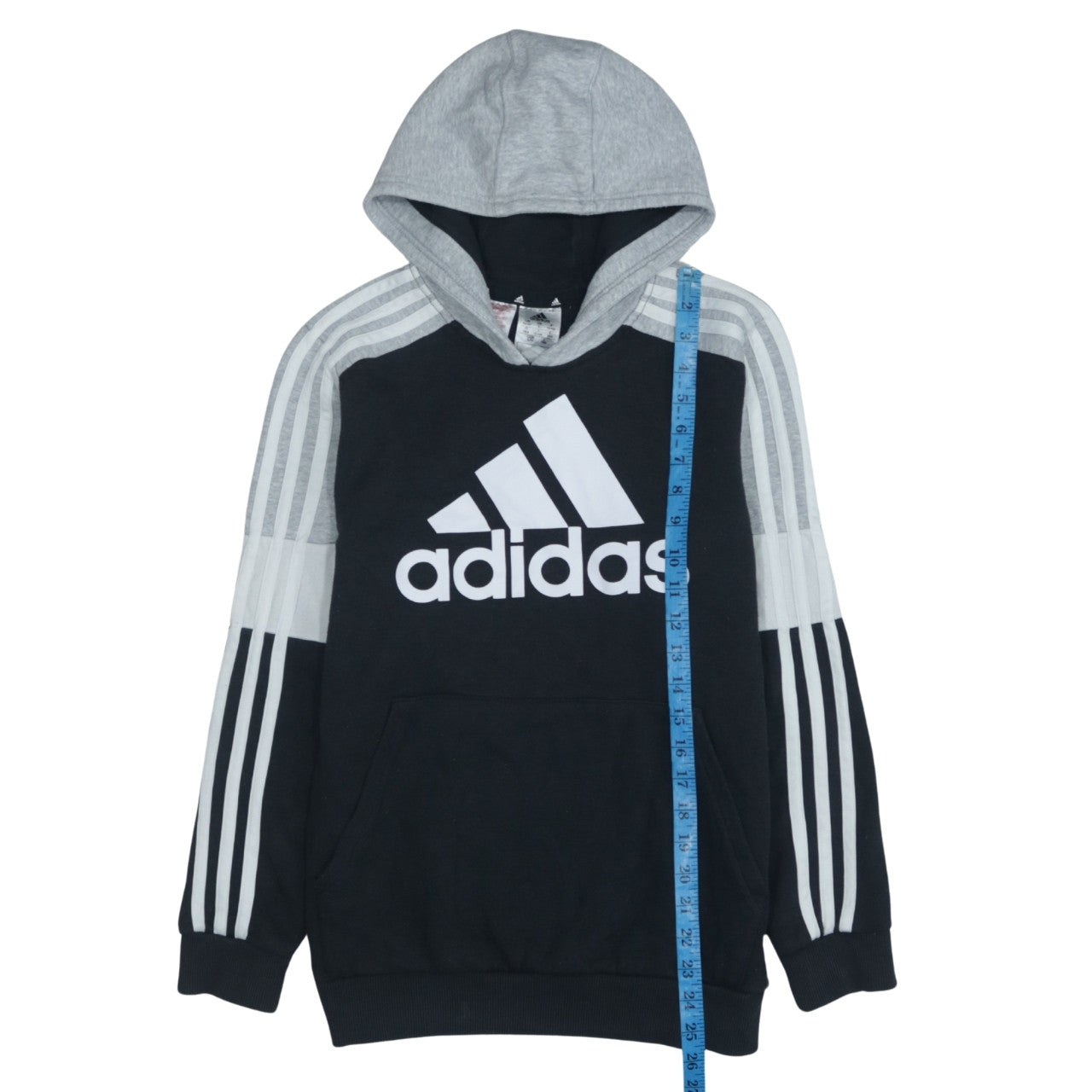 Adidas Boys Black Pullover Hoodie 13-14 Years Sports Logo Sweatshirt