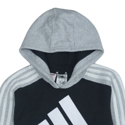 Adidas Boys Black Pullover Hoodie 13-14 Years Sports Logo Sweatshirt