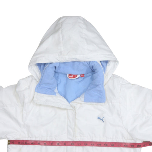 Puma Women's White Hooded Puffer Jacket Size M Winter Coat