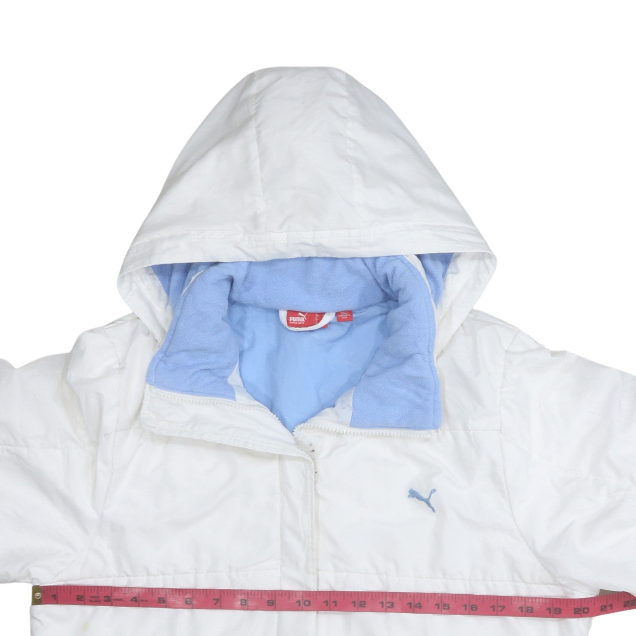 Puma Women's White Hooded Puffer Jacket Size M Winter Coat