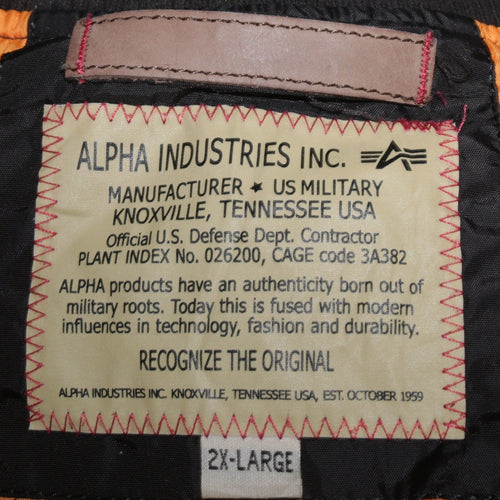 Alpha Industries Men’s Black 2XL Bomber Jacket Nylon Military Style