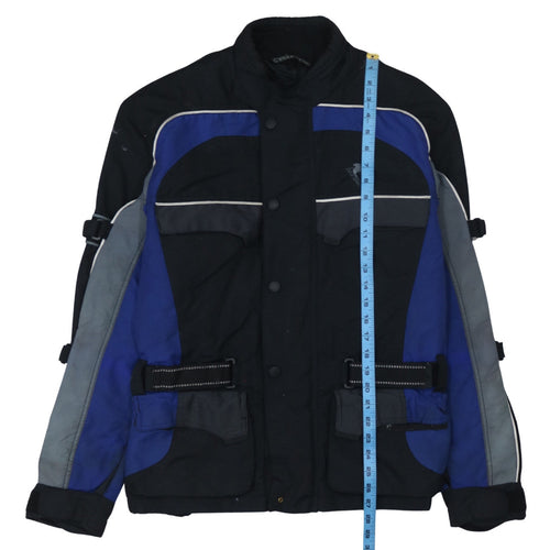 Cycle Spirit Men's Black Blue L Motorcycle Jacket Belted Reflective Lined