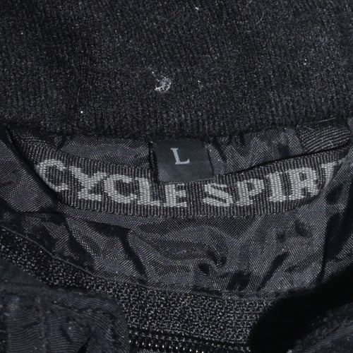 Cycle Spirit Men's Black Blue L Motorcycle Jacket Belted Reflective Lined