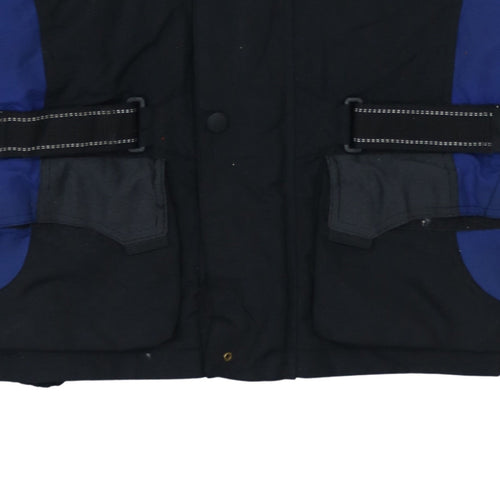 Cycle Spirit Men's Black Blue L Motorcycle Jacket Belted Reflective Lined