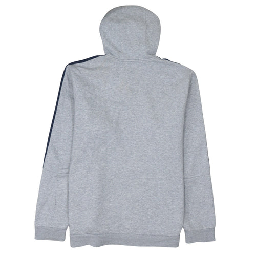 Adidas Men's Grey XL Pullover Hoodie with Logo and Stripes