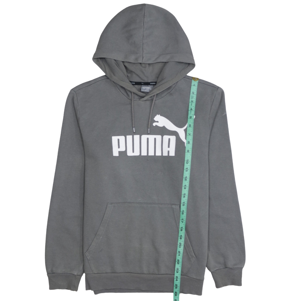 Puma Men's Grey Pullover Hoodie Small Graphic Print Sportswear