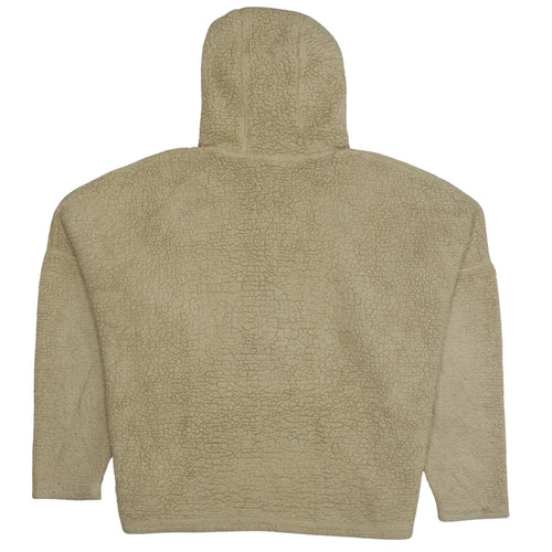 Ellesse Women Beige Fleece Hooded 1/2 Zip Jacket UK 10