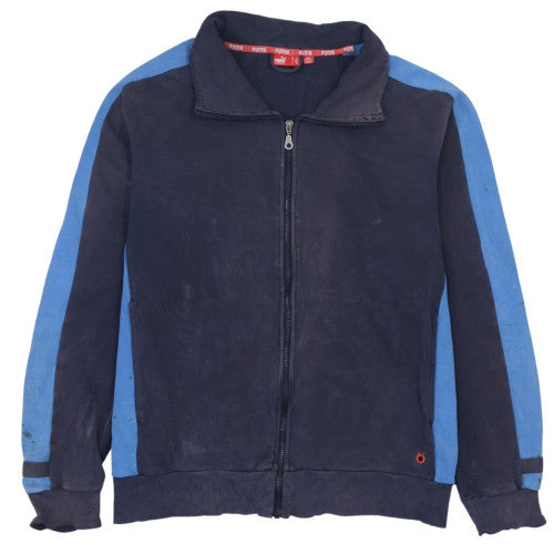 Puma Men's Blue Track Jacket Size M Full Zip Cotton Blend Activewear