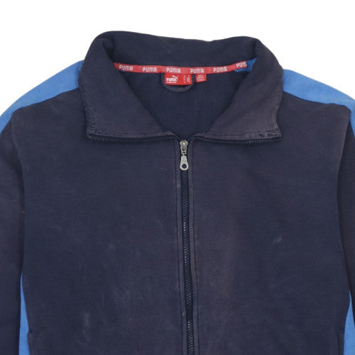Puma Men's Blue Track Jacket Size M Full Zip Cotton Blend Activewear