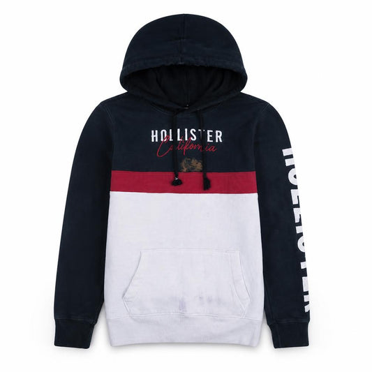 Front view of Hollister men’s multicoloured xs pullover hoodie with logo print