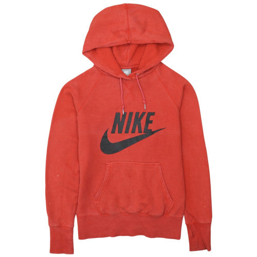 Nike Womens Red Pullover Hoodie Medium Hooded Logo Sweatshirt
