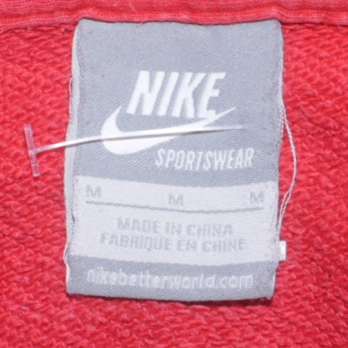 Nike Womens Red Pullover Hoodie Medium Hooded Logo Sweatshirt