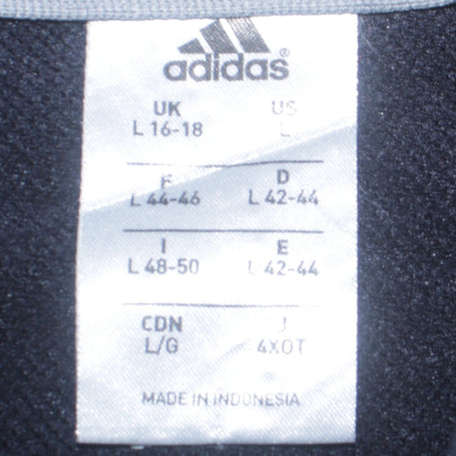 Adidas Women Black Full Zip Hoodie Size L 16-18 Hooded Sweatshirt