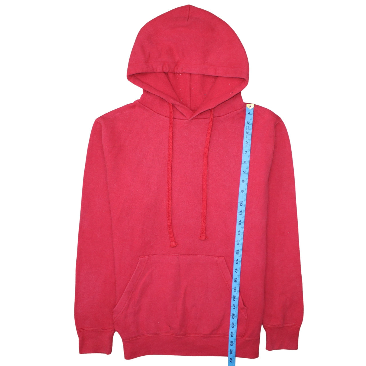 Russell Mens Red Pullover Hoodie Small Fleece Lined Hooded Sweatshirt