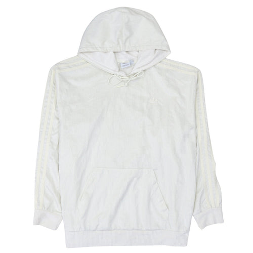 Adidas Women Ivory Pullover Hoodie Size 12 Corduroy Lined Casual