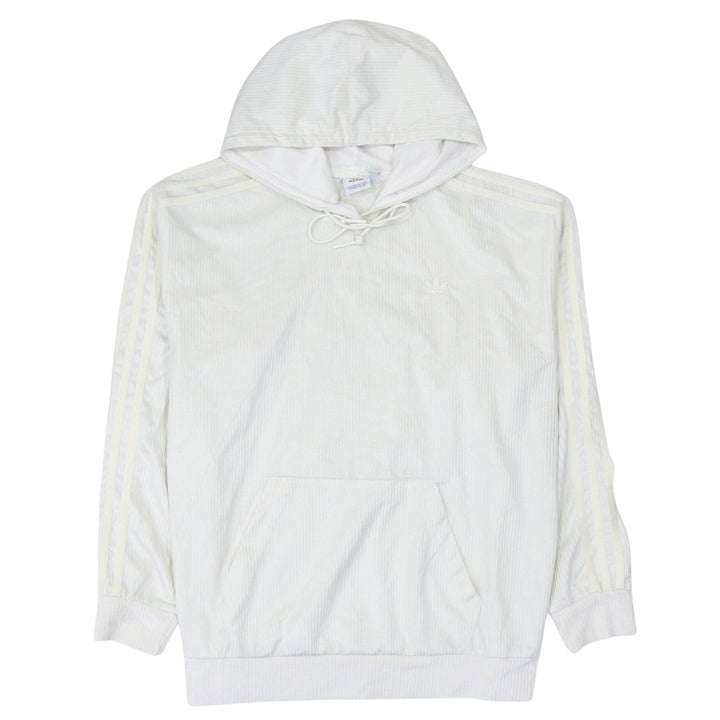 Adidas Women Ivory Pullover Hoodie Size 12 Corduroy Lined Casual