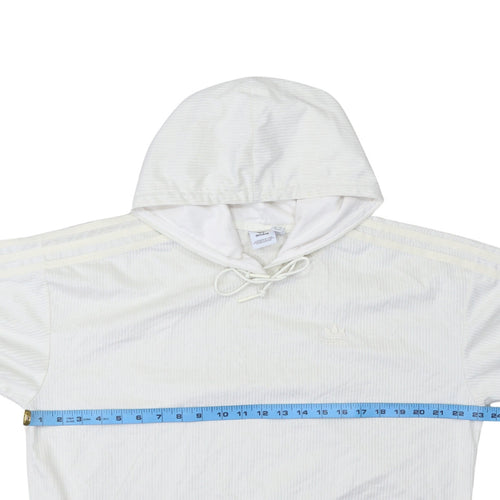 Adidas Women Ivory Pullover Hoodie Size 12 Corduroy Lined Casual