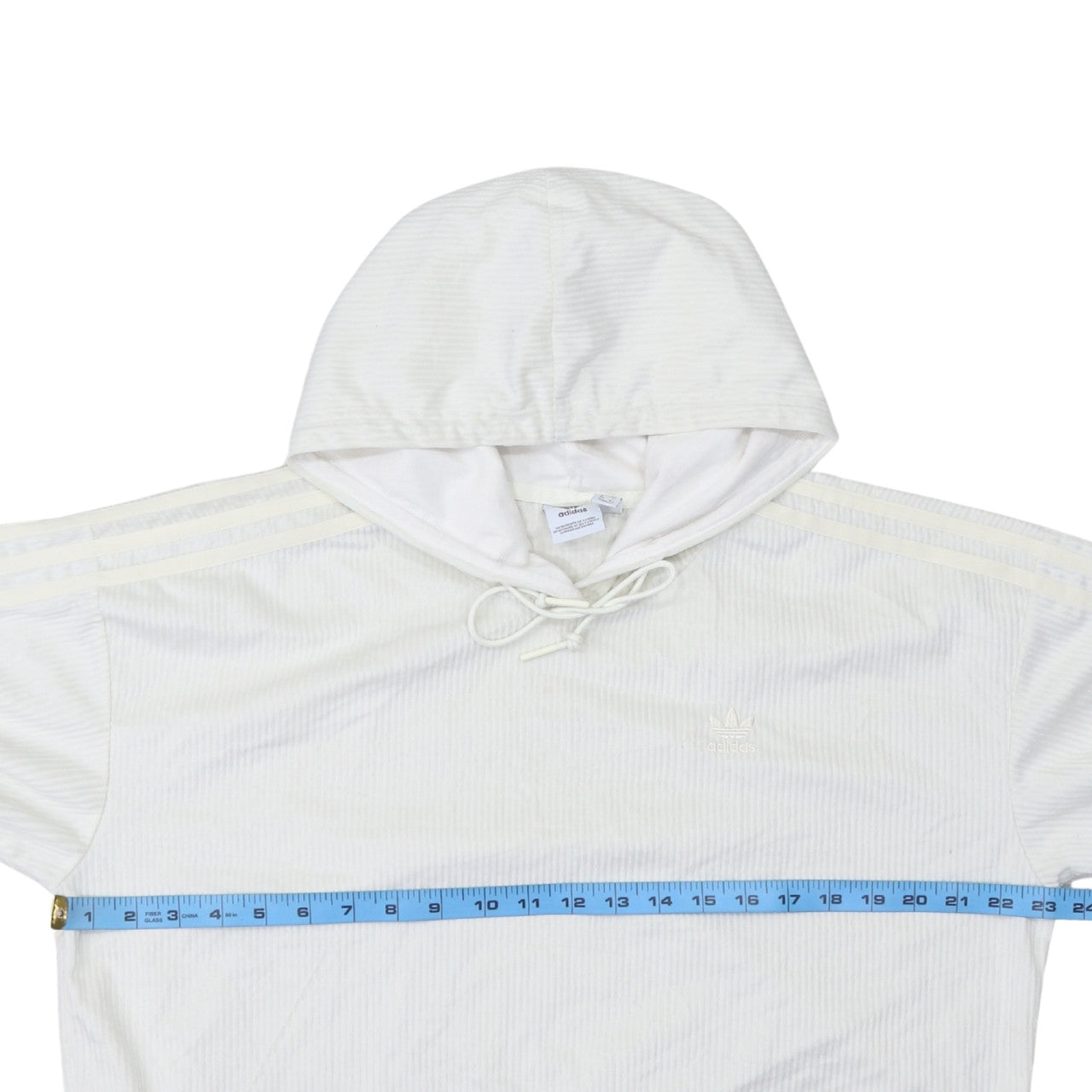 Adidas Women Ivory Pullover Hoodie Size 12 Corduroy Lined Casual