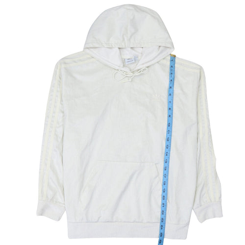 Adidas Women Ivory Pullover Hoodie Size 12 Corduroy Lined Casual