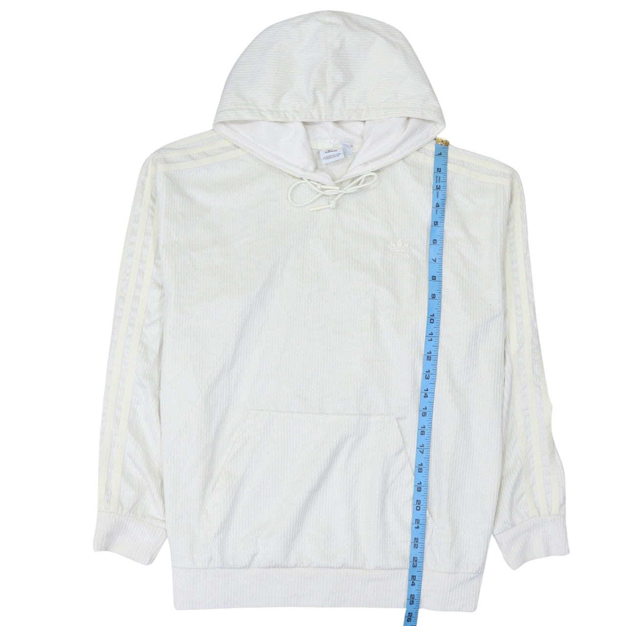 Adidas Women Ivory Pullover Hoodie Size 12 Corduroy Lined Casual