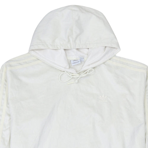 Adidas Women Ivory Pullover Hoodie Size 12 Corduroy Lined Casual