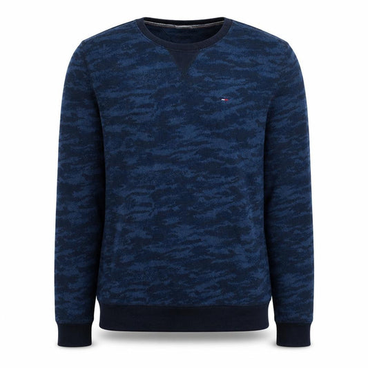 Front view of Hilfiger Denim Men's Blue Camouflage Pullover Sweatshirt M