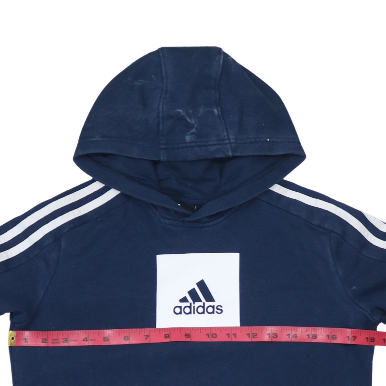 Adidas Boys Navy Blue Pullover Hoodie 11-12 Years Logo Cotton Blend Sweatshirt