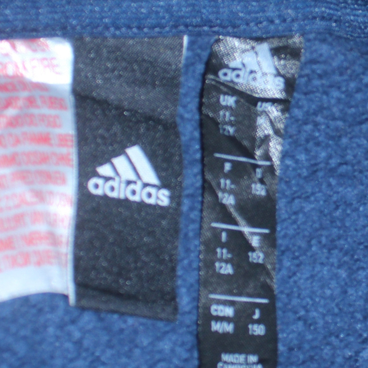 Adidas Boys Navy Blue Pullover Hoodie 11-12 Years Logo Cotton Blend Sweatshirt