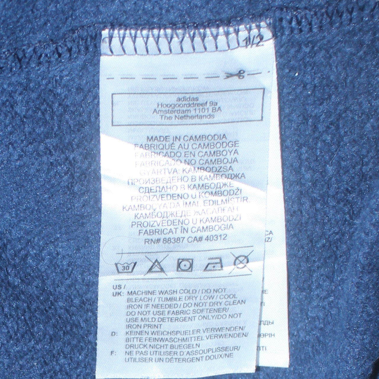 Adidas Boys Navy Blue Pullover Hoodie 11-12 Years Logo Cotton Blend Sweatshirt