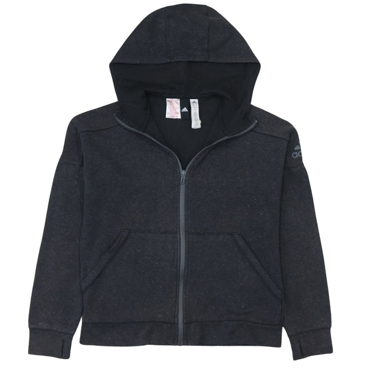 Adidas Boys Black Full Zip Hoodie 13-14 Years Regular Fit Fleece