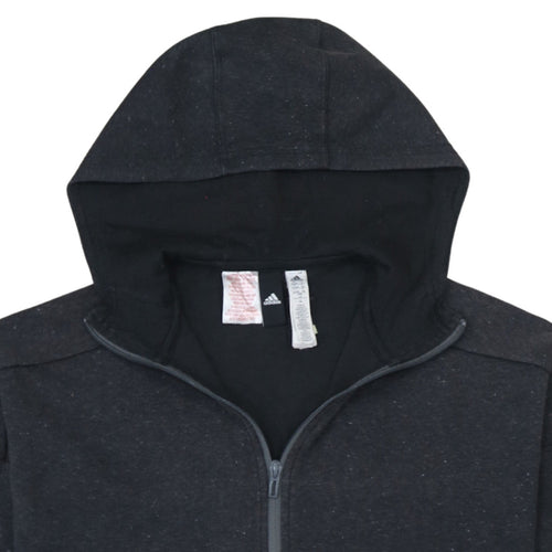 Adidas Boys Black Full Zip Hoodie 13-14 Years Regular Fit Fleece