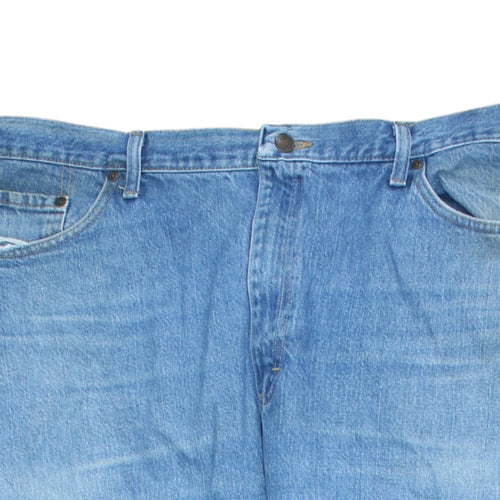 Wrangler Men's Blue 42x32 Regular Fit Straight Denim Jeans