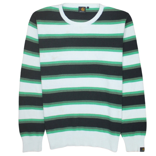 Carhartt Men's Multicoloured Striped Crew Neck Cotton Jumper L