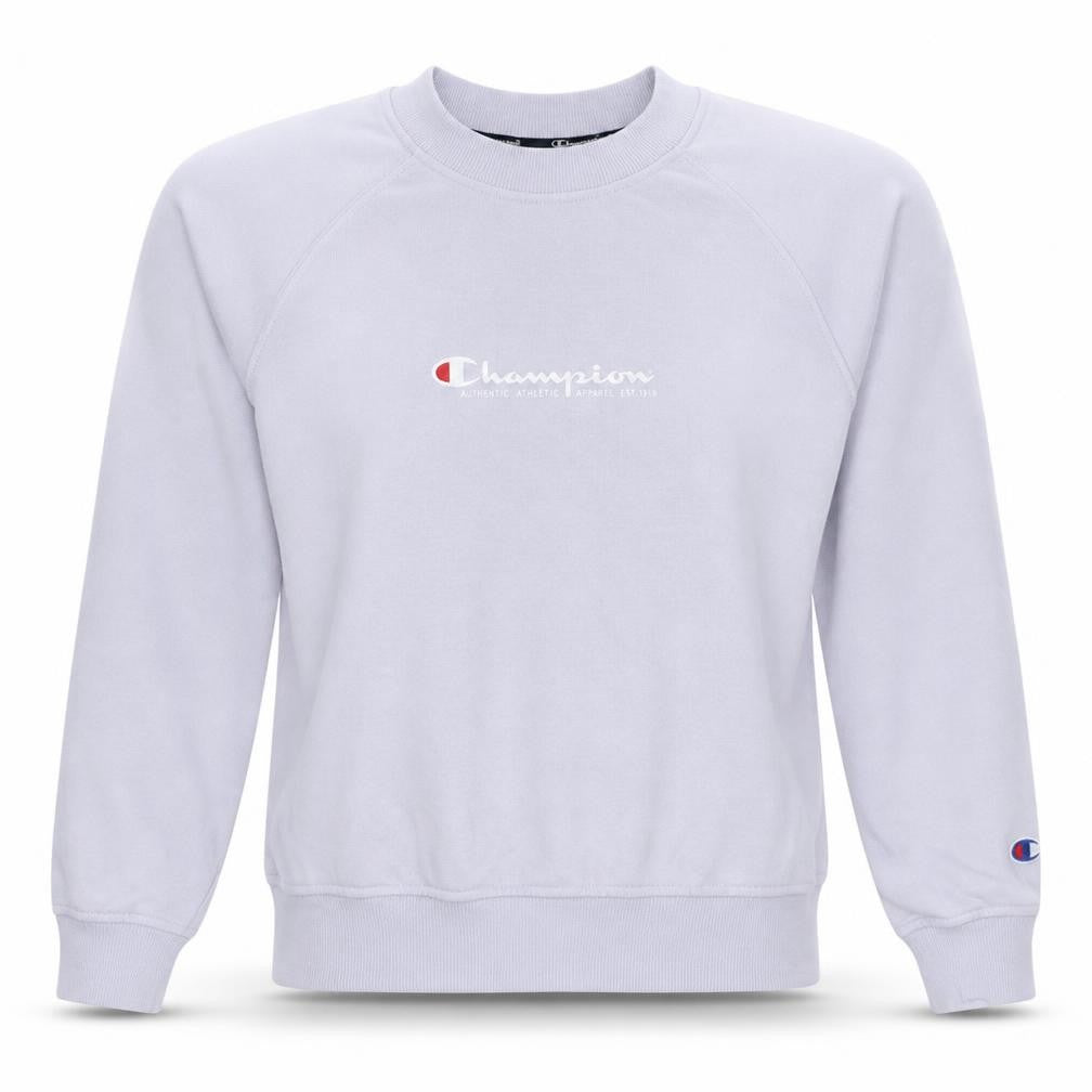 Front view of Champion Women White Small Crew Neck Pullover Sweatshirt