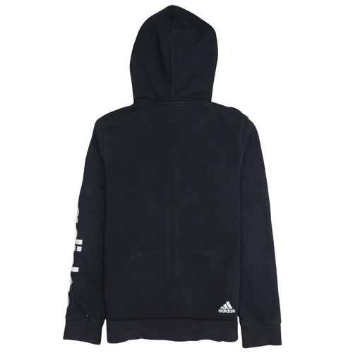 Adidas Women's Black Full Zip Hoodie M Logo Sleeve Casual Sweatshirt