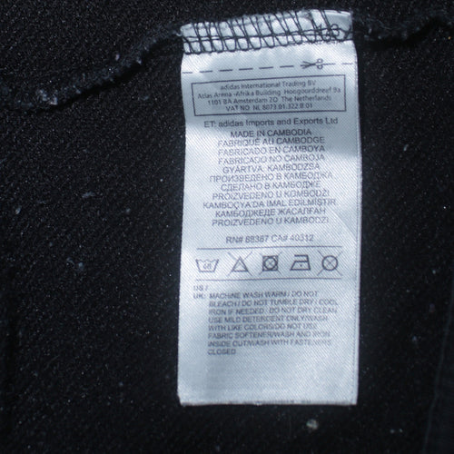 Adidas Women's Black Full Zip Hoodie M Logo Sleeve Casual Sweatshirt