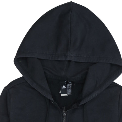 Adidas Women's Black Full Zip Hoodie M Logo Sleeve Casual Sweatshirt