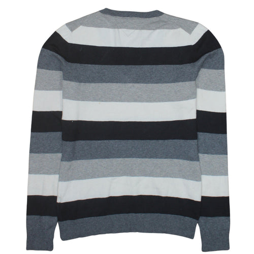 Tommy Hilfiger Men's Multicoloured V-Neck Striped Cotton Jumper L