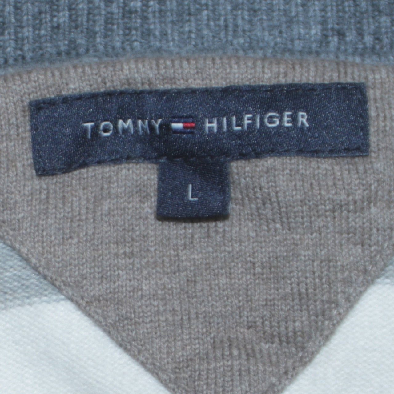 Tommy Hilfiger Men's Multicoloured V-Neck Striped Cotton Jumper L