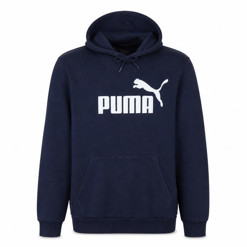Puma Men's Blue Pullover Hoodie M Logo Fleece Sportswear