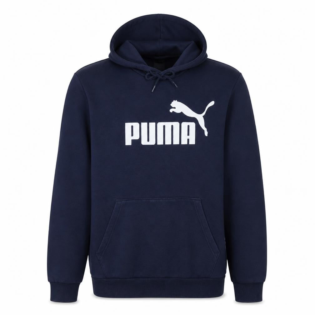 Puma Men's Blue Pullover Hoodie M Logo Fleece Sportswear