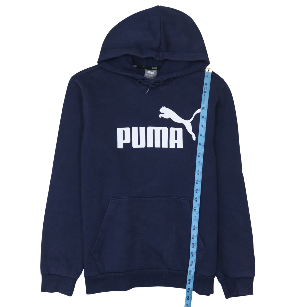 Puma Men's Blue Pullover Hoodie M Logo Fleece Sportswear