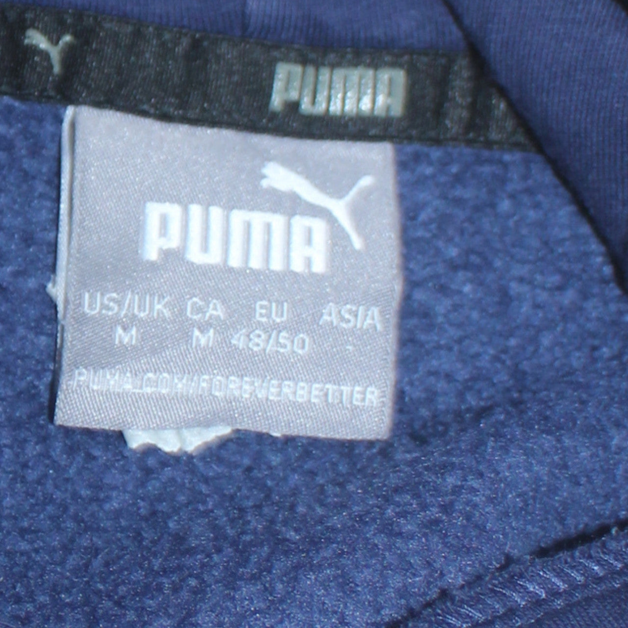 Puma Men's Blue Pullover Hoodie M Logo Fleece Sportswear