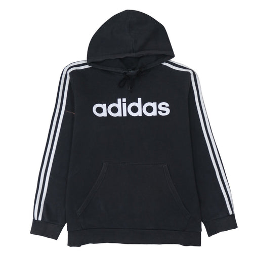 Adidas Men Black XL Pullover Hoodie Fleece Logo Sweatshirt