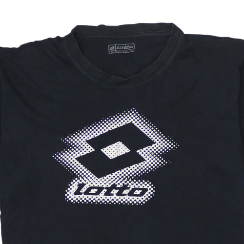 Lotto Mens Black XL Graphic Print Sports Crew Neck T-Shirt