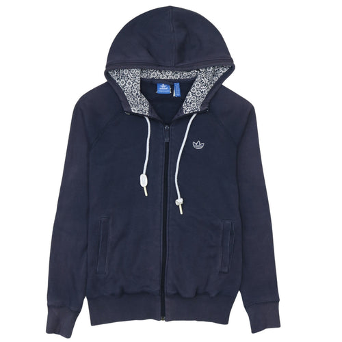Adidas Women’s Navy Full Zip Hoodie Size 12 Cotton Lined Casual Sweatshirt