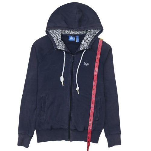 Adidas Women’s Navy Full Zip Hoodie Size 12 Cotton Lined Casual Sweatshirt