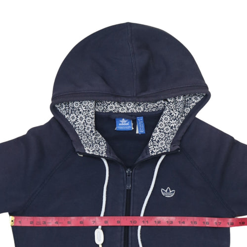 Adidas Women’s Navy Full Zip Hoodie Size 12 Cotton Lined Casual Sweatshirt
