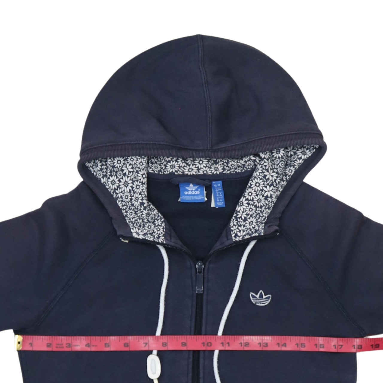 Adidas Women’s Navy Full Zip Hoodie Size 12 Cotton Lined Casual Sweatshirt
